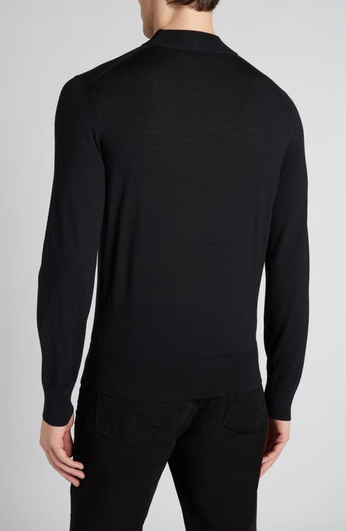 Tom Ford Fine Gauge Wool Knit Crewneck Sweater In Black