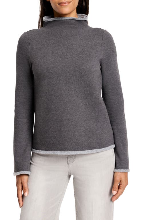 Nzt By Nic+zoe Lounge Around Funnel Neck Fleece Sweatshirt In Charcoal