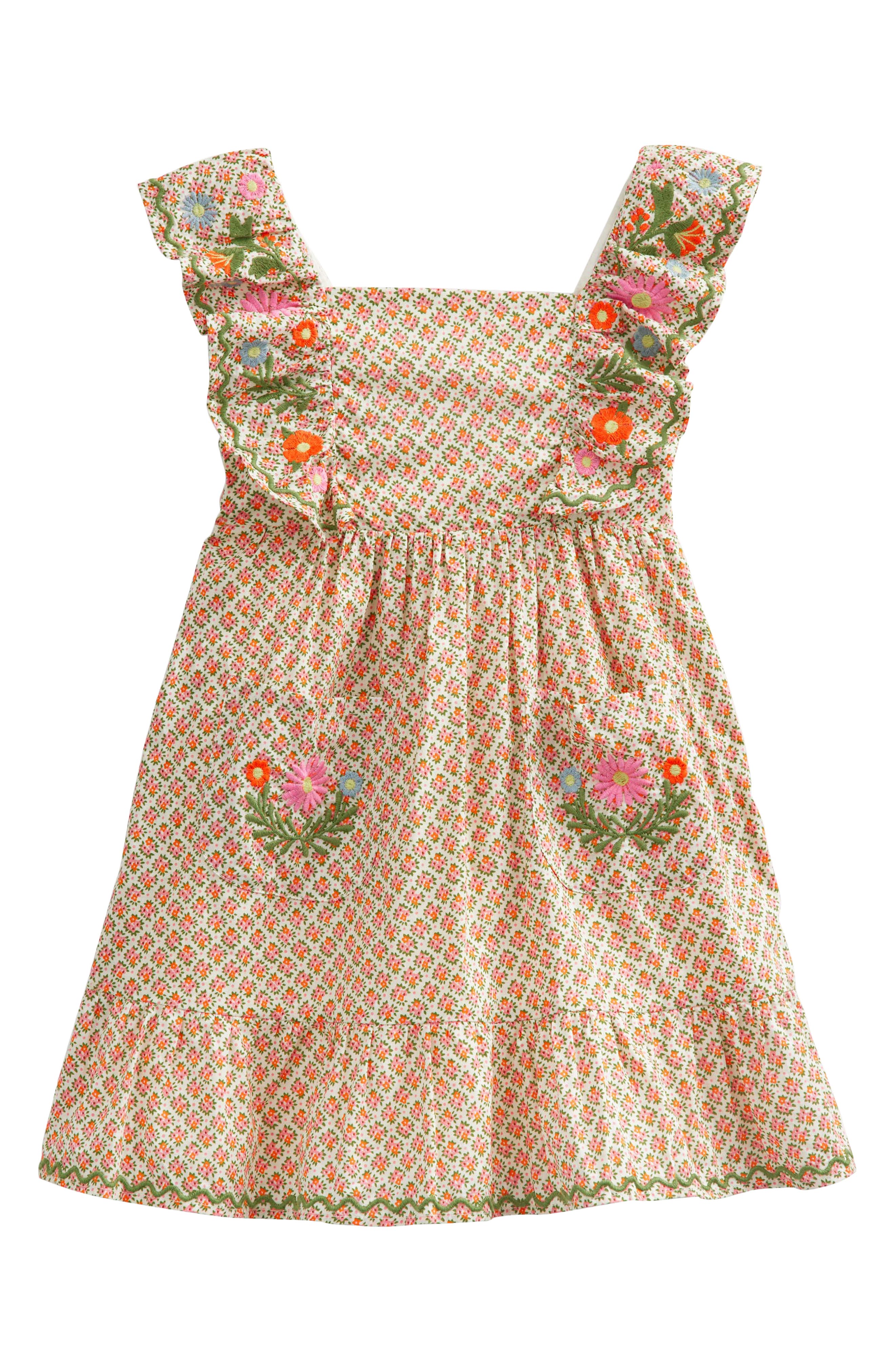 PALM COVE DENIM EMBROIDERED PINAFORE DRESS 3-7 YRS