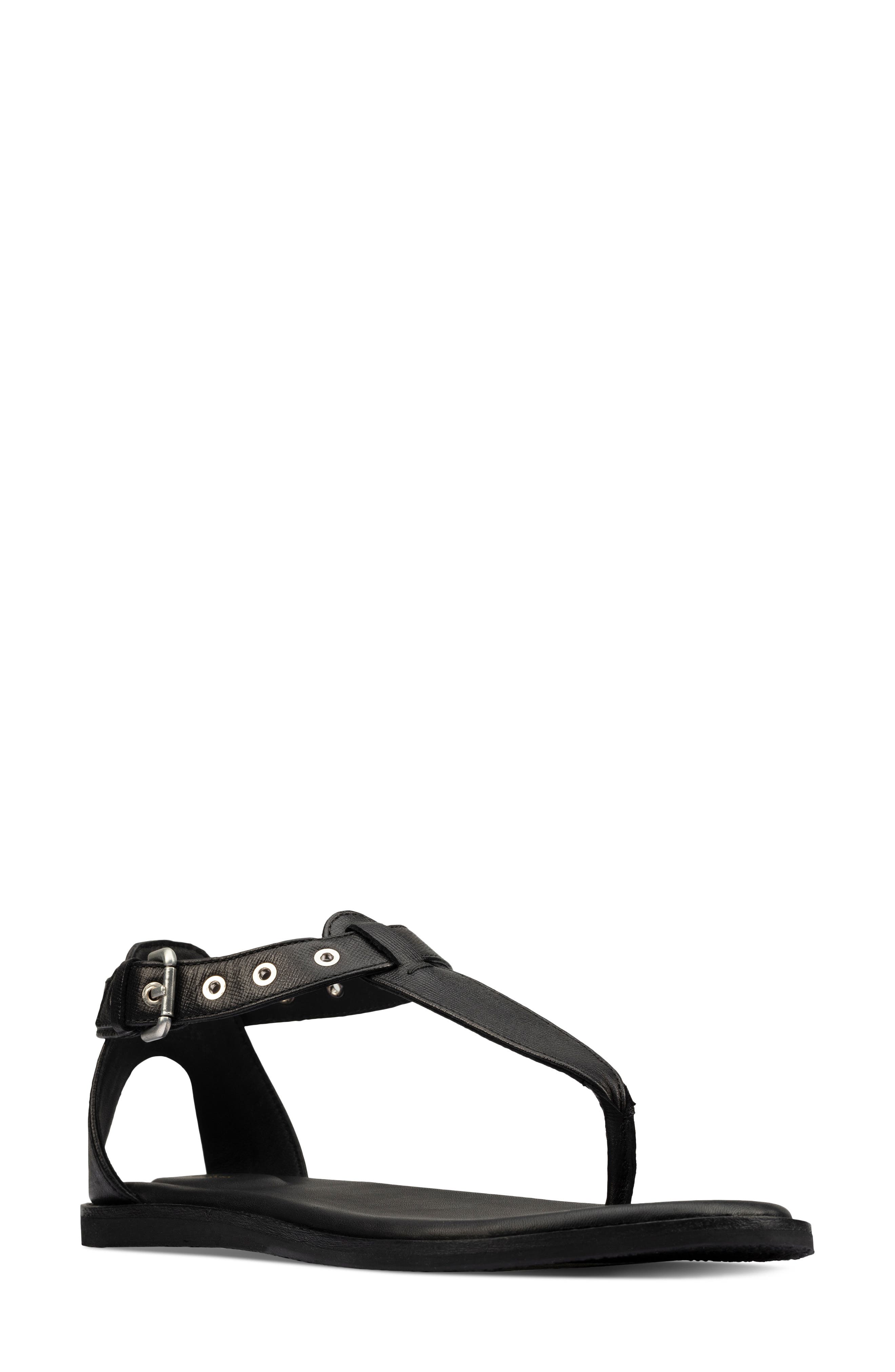 black t strap sandals