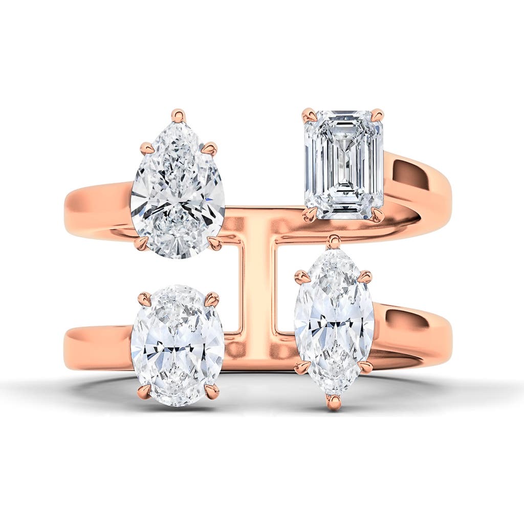 Hautecarat Fancy Four-stone Lab Created Diamond Ring In 18k Rg