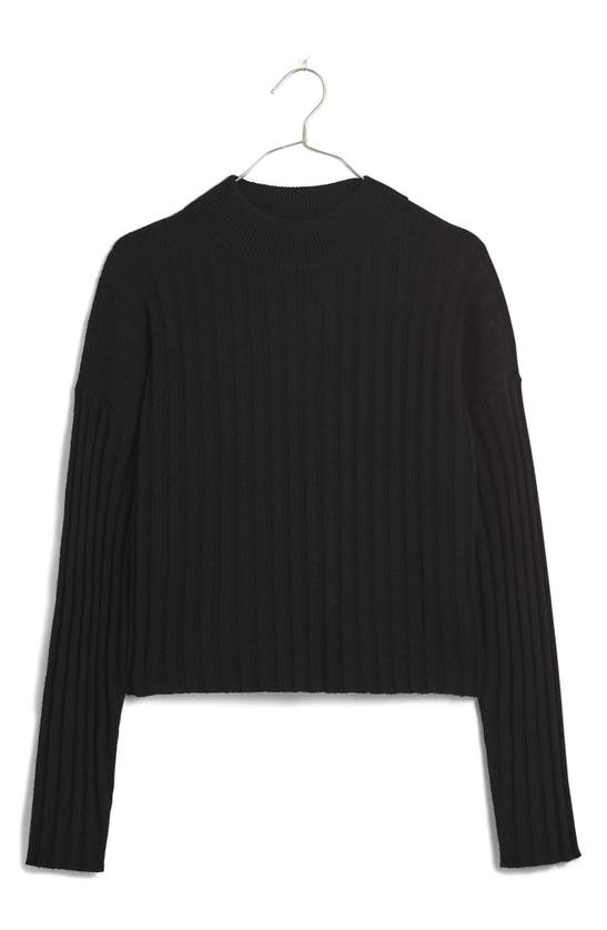 Madewell Mock Neck Crop Sweater In True Black