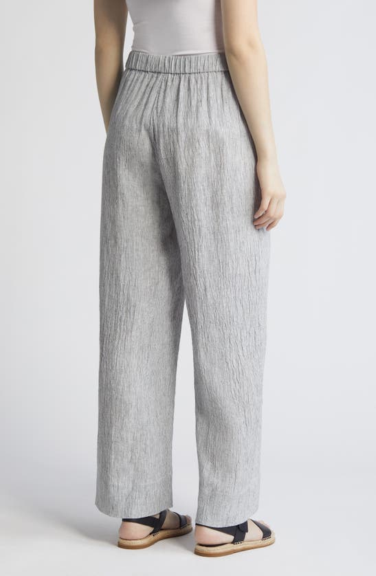 Shop Eileen Fisher Organic Linen Wide Leg Pants In White/ Black