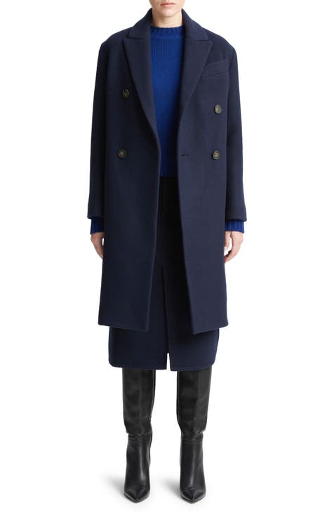 vince camuto double breasted wool blend peacoat