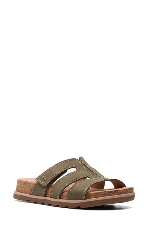 Clarks(r) Yacht Coral Leather Sandal - Wide Width Available in Olive Nubuck