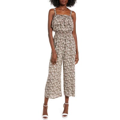 All In Favor Ruffle Detail Culotte Jumpsuit, Brown