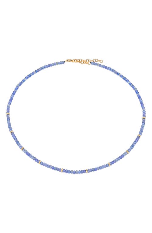 Shop Ef Collection Birthstone Beaded Necklace In Yellow Gold/tanzanite