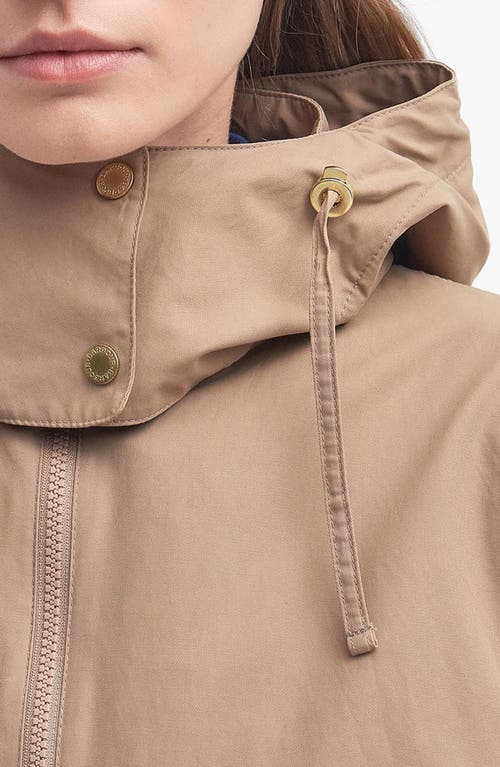 Shop Barbour Perez Water Resistant Hooded Raincoat In Lt Trench/summer Navy/ecru