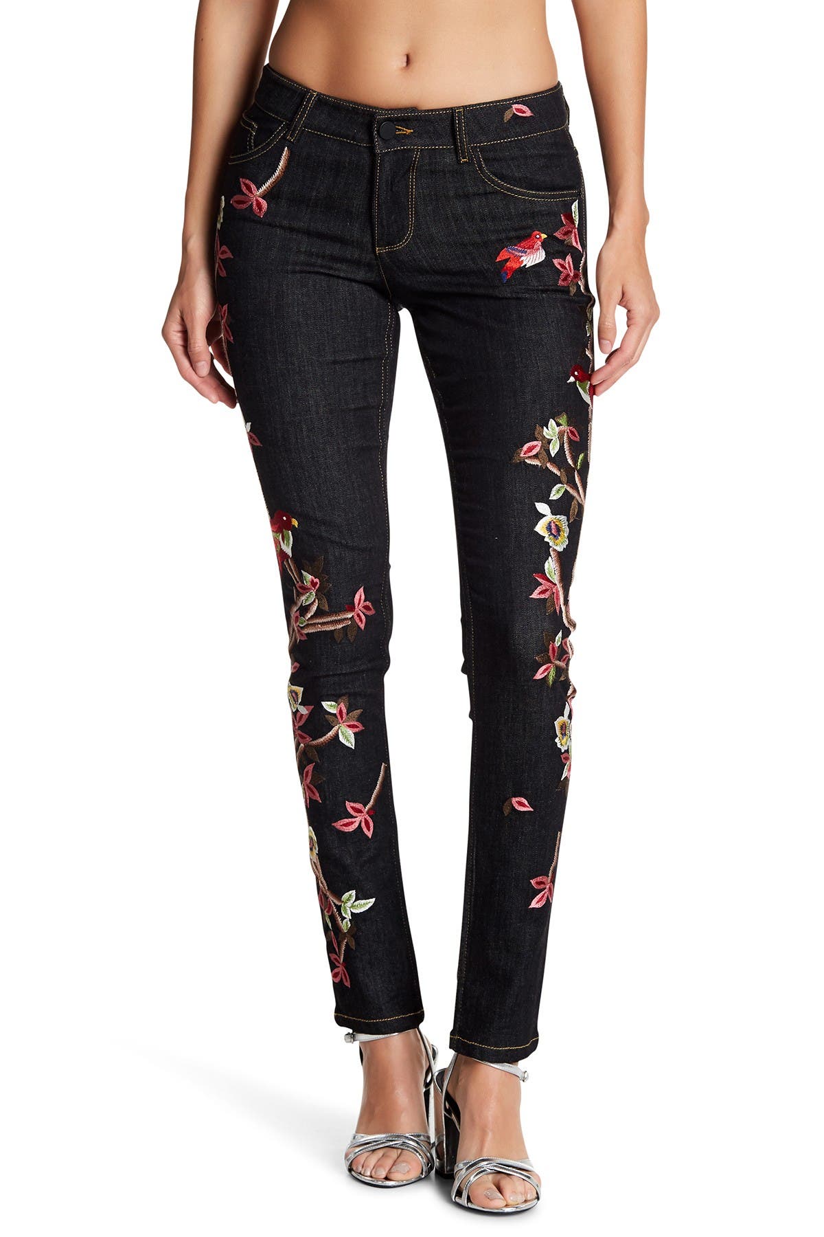 alice olivia embroidered jeans