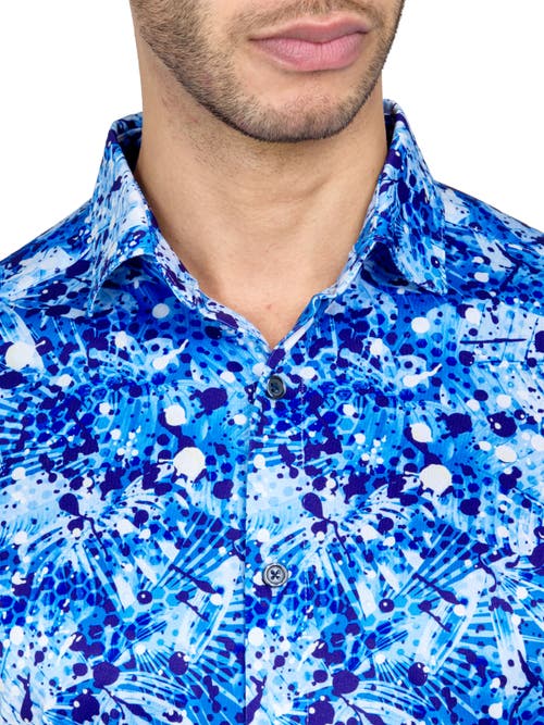 Construct Con.struct Palm Splatter Print Performance Button-down Shirt In Multi