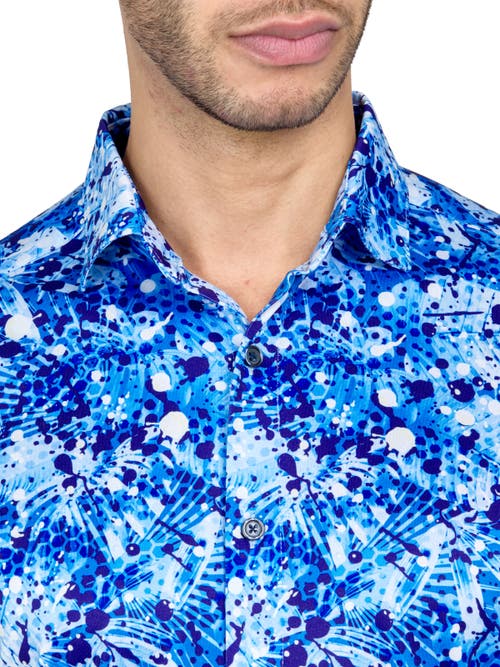 Shop Construct Con.struct Palm Splatter Print Performance Button-down Shirt In Multi