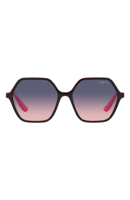 55mm Gradient Irregular Sunglasses in Blue Gradient