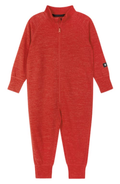 Reima Parvin Space Dye Wool Blend Waterproof Sweater Romper in Tomato Red 