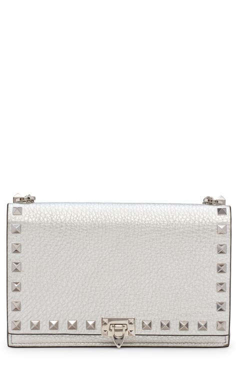 Rockstud Leather Pouch Wallet on a Chain