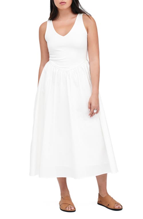 Shop Marcella Emmy Mixed Media Midi Dress In Off White