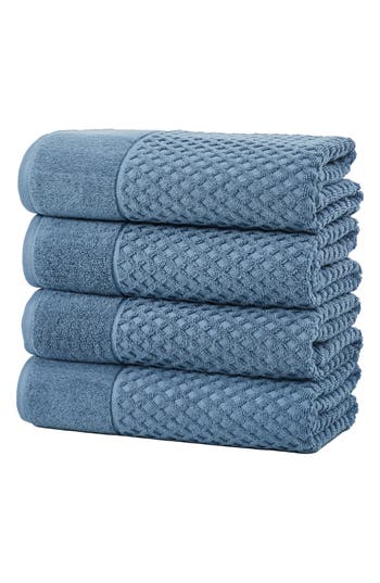 Woven & Weft Diamond Texture Towel 4-piece Set In Blue