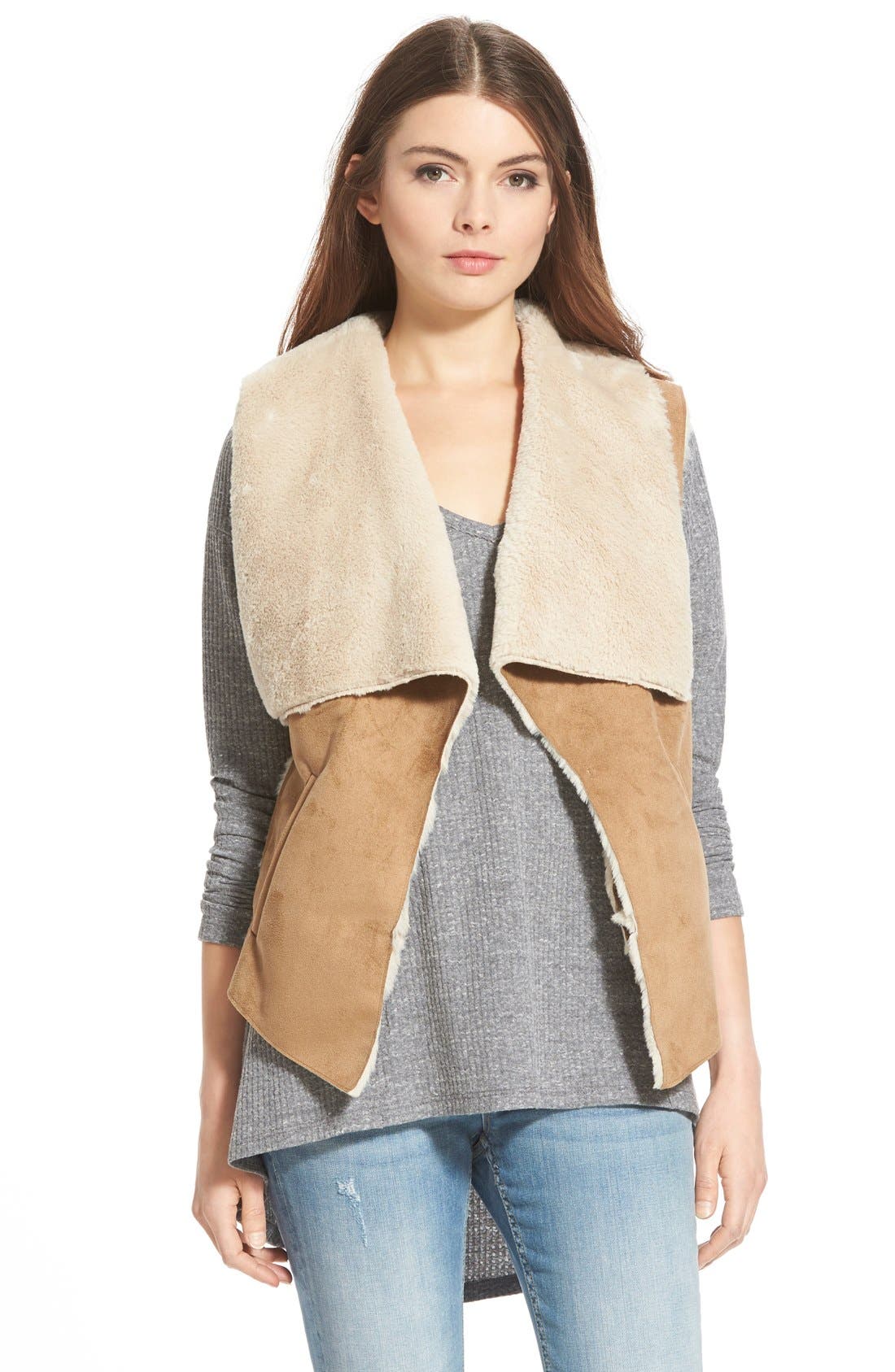 Celebrity Pink Faux Shearling Vest (Juniors) Nordstrom