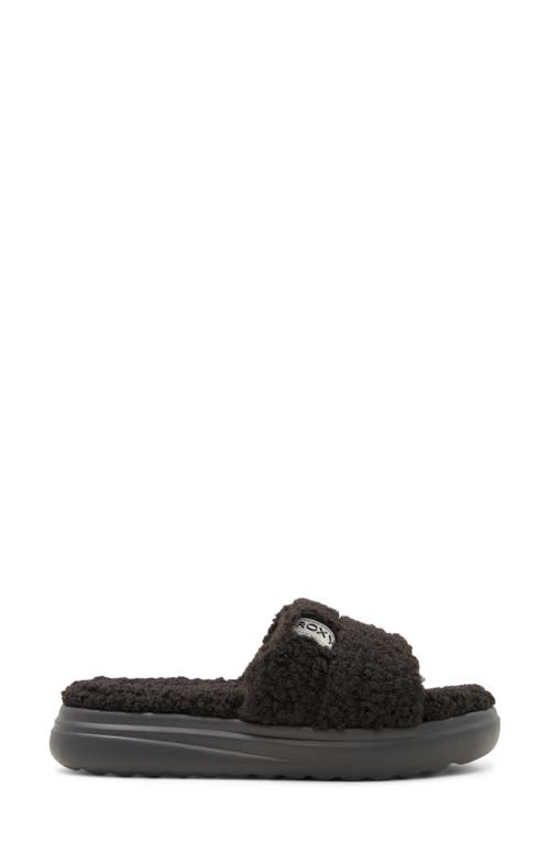 Shop Roxy Gelato Lux Faux Shearling Slide Sandal In Black