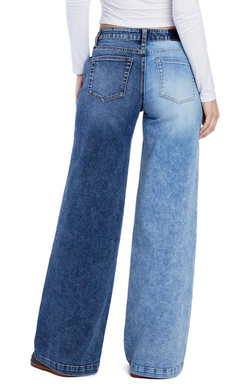 Hint Of Blu Two-tone Mighty Wide Leg Jeans In Cool Girl Blue