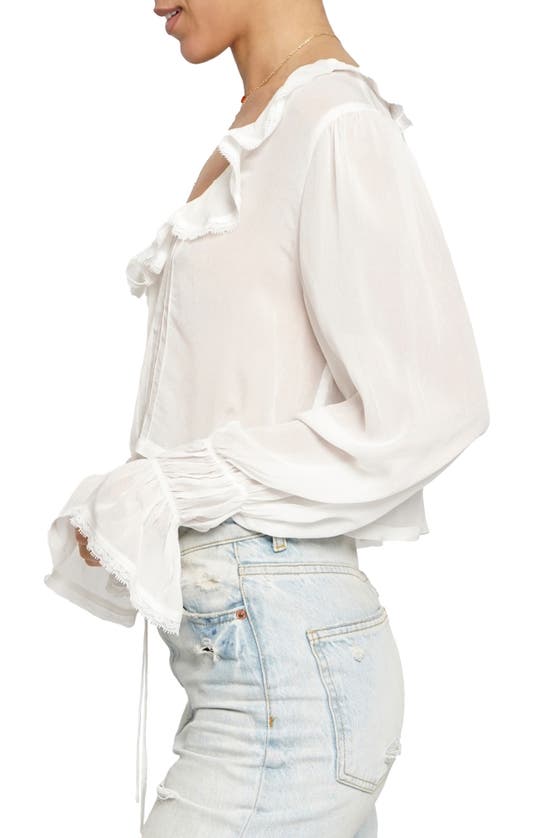Shop Know One Cares Ruffle Tie Front Top In White