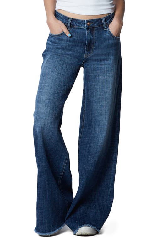 HINT OF BLU Mighty High Waist Wide Leg Jeans in Swift Blue Dark