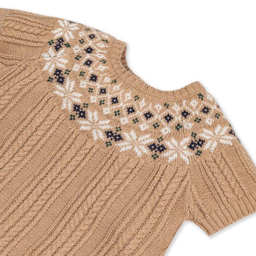 Hope & Henry Girls' Organic Fair Isle Cable Sweater Dress, Toddler In Ivory Fair Isle Cable