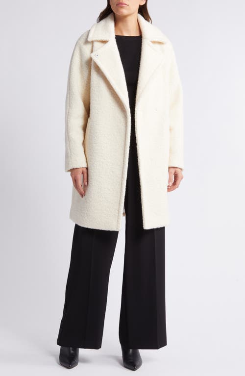 Shop Bcbg Walker Notch Lapel Longline Bouclé Coat In Cream