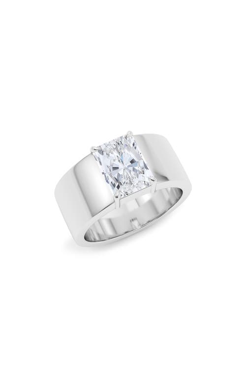 Hautecarat Radiant Cut Cigar Lab Created Diamond Ring In 2.00ctw 18k White Gold