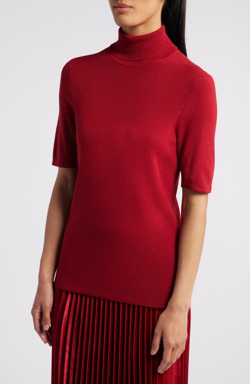 ANNE KLEIN ANNE KLEIN TURTLENECK SHORT SLEEVE RIB SWEATER