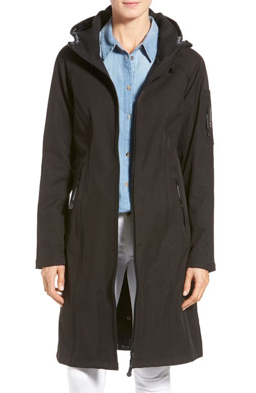 Long Hooded Raincoat in Black