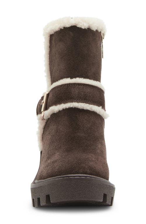 Shop Blondo Teryn Waterproof Faux Shearling Bootie In Java Suede