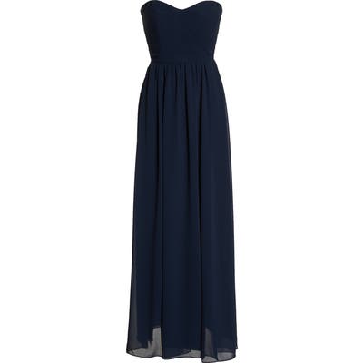 Social Bridesmaids Strapless Georgette Gown, Blue