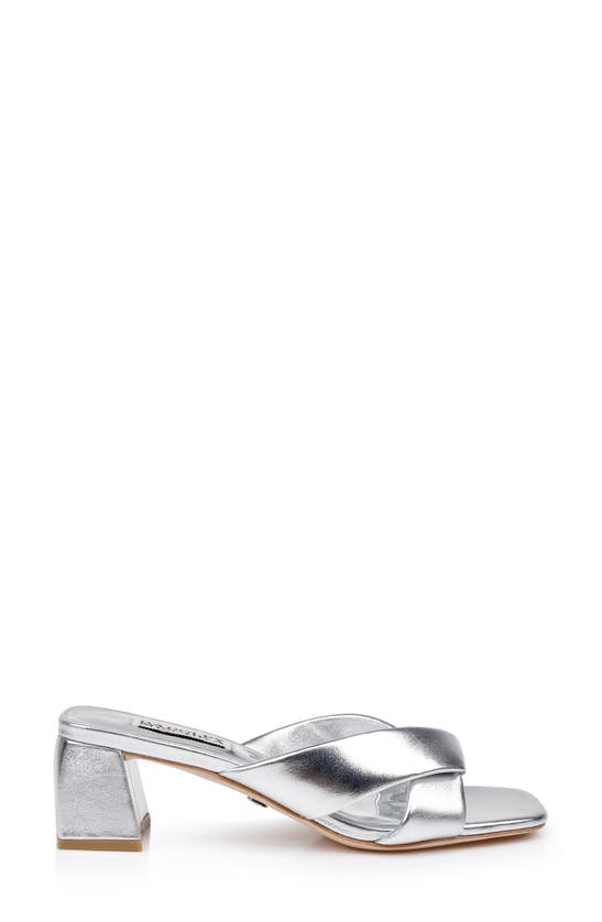 Badgley Mischka Briella Ii Slide Sandal In Silver Leather