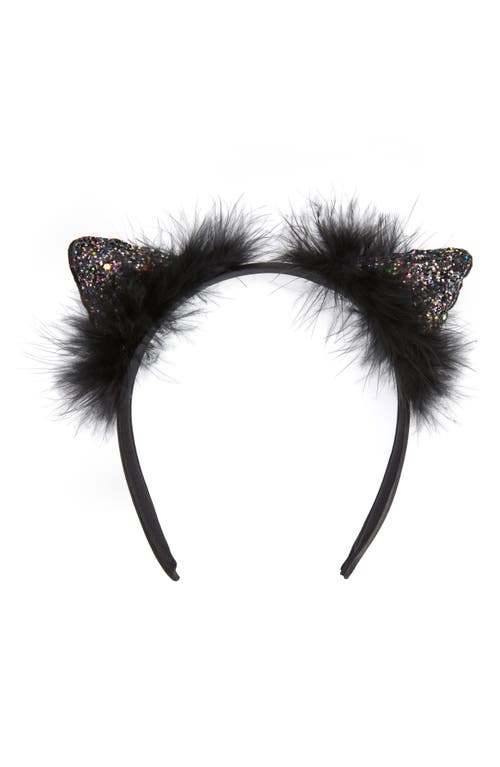 Capelli New York Kids' Glitter Cat Ear Headband in Black Combo