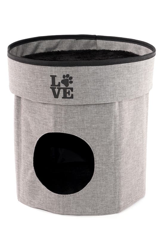 Precious Tails Linen Cat Cave With Storage In Charcoal