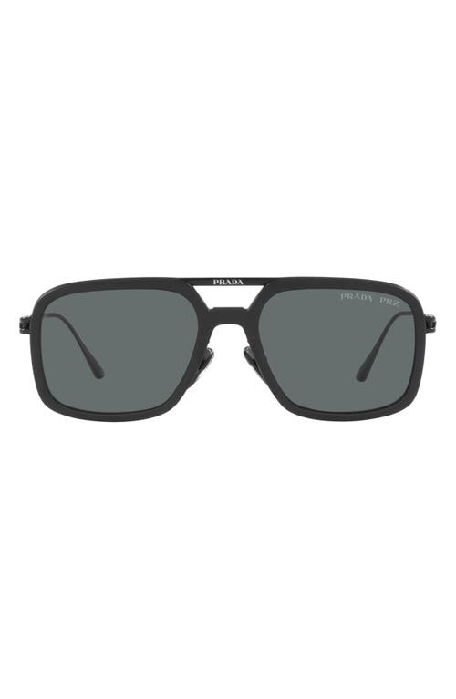 Prada 55mm Polarized Pillow Sunglasses in Matte Black at Nordstrom