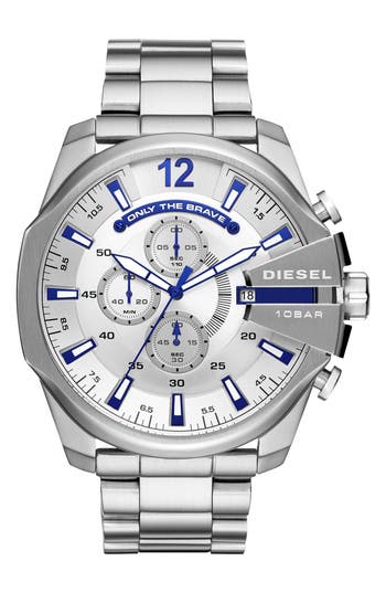 Diesel ® Mega Chief Chronograph Bracelet Watch, 51mm In Silver