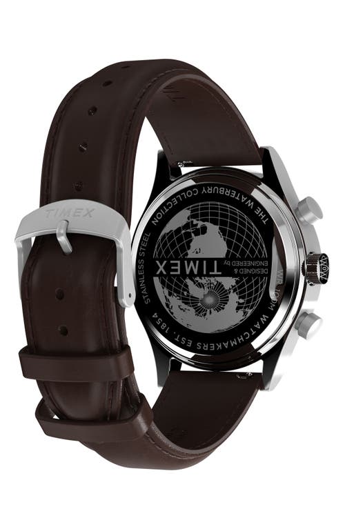 Timex ® Waterbury Traditional Fly Back Chronograph Leather Strap Watch, 43mm In Brown