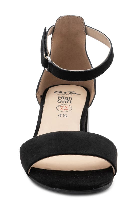 Ara Pauline Block Heel Sandal In Black Kid Suede