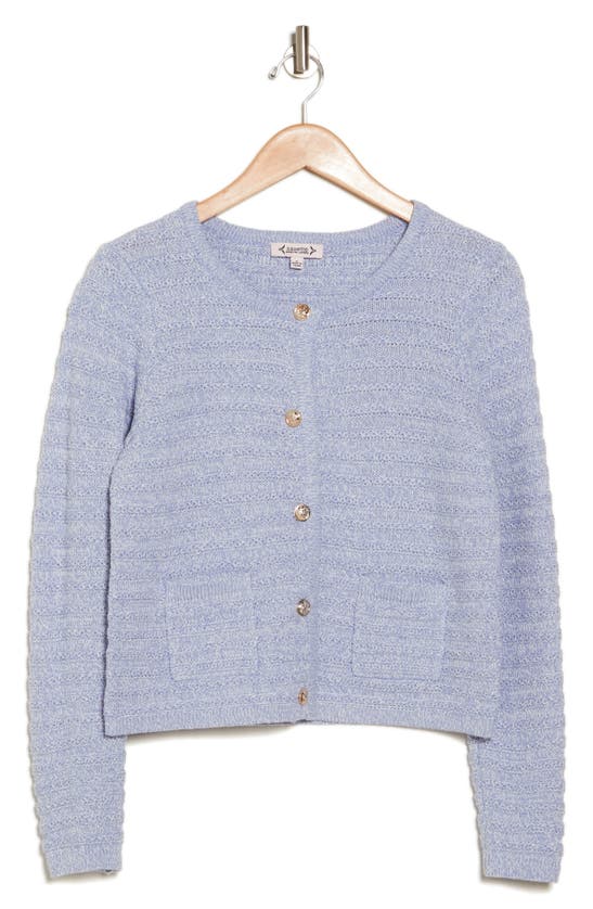 Nanette Lepore Cable Knit Cardigan In Periwinkle/ White