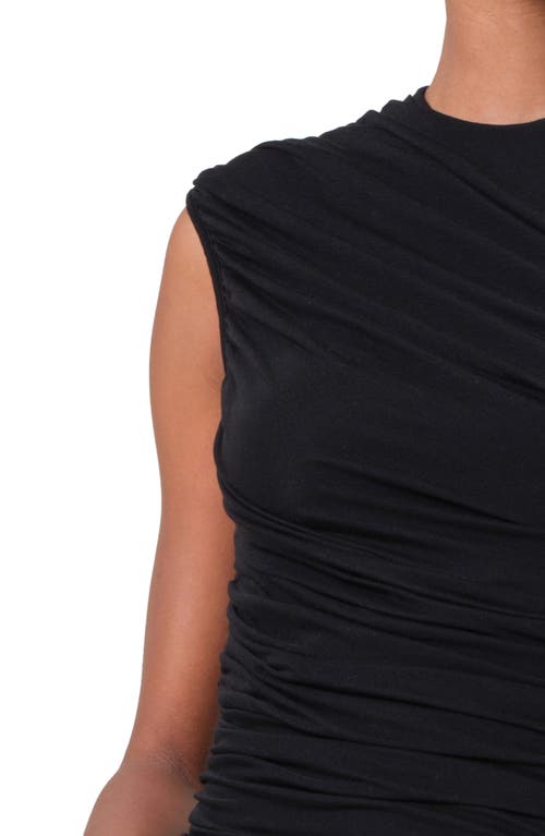 Shop Agolde Ester Rib Ruched Tank In Black