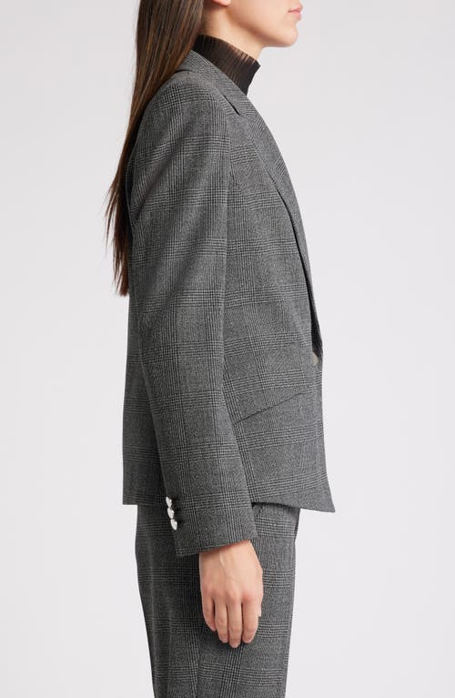 Shop Hugo Boss Boss Jarinara Wrap Front One-button Blazer In Charcoal Plaid