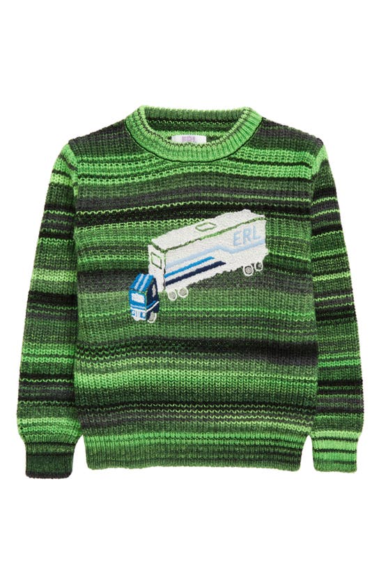 ERL KIDS' EMBROIDERED TRUCK WOOL BLEND SWEATER