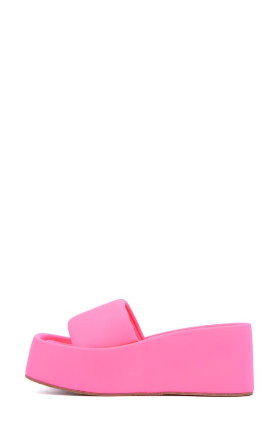 Olivia Miller Uproar Platform Slide Sandal In Neon Pink
