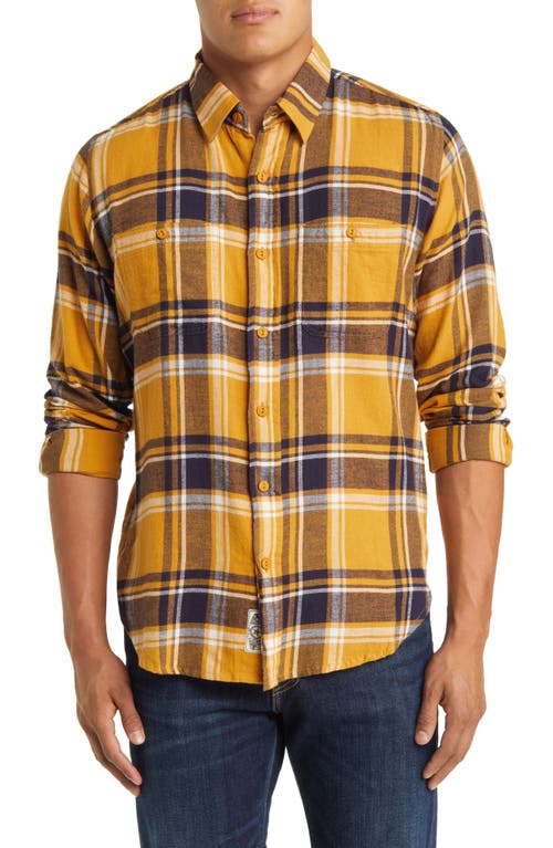 Plaid Button-Up Work Shirt in Gold