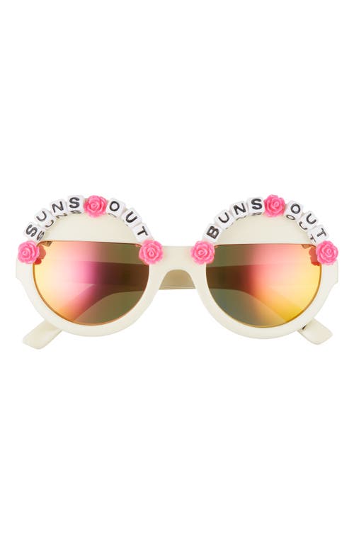 Suns Out Buns Out Round Sunglasses in Hot Pink/Orange Mirrored