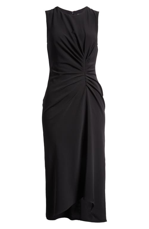 Shop Maggy London Ruched Sleeveless Midi Dress In Black