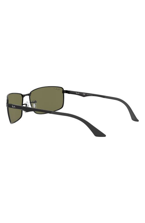 Shop Ray Ban Ray-ban 61mm Polarized Rectangle Sunglasses In Black/green