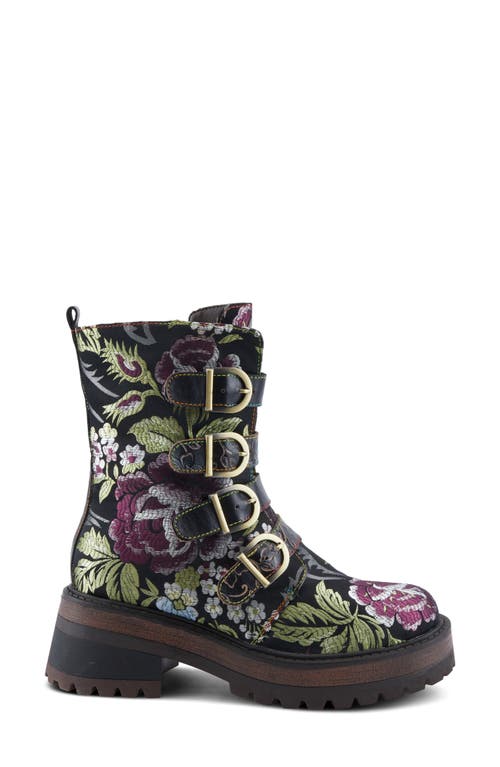 L'artiste By Spring Step Haruko Combat Boot In Black Multi