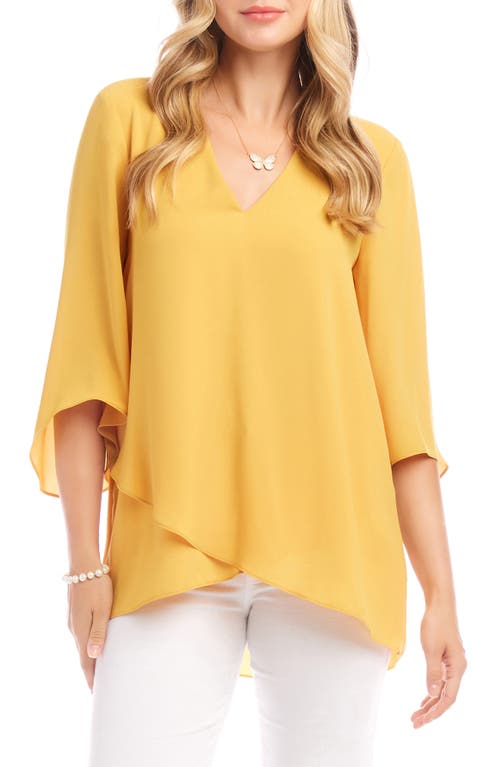 Shop Karen Kane Asymmetrical Crepe Top In Mustard